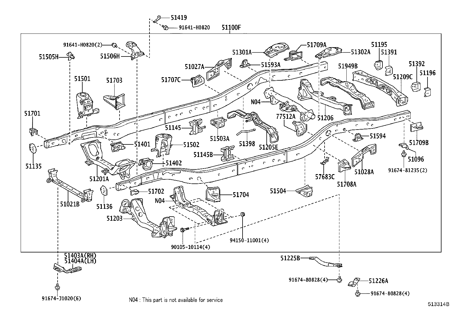 51401-35430 BRACKET SUB-ASSY, ENGINE FRONT MOUNTING, RH product image