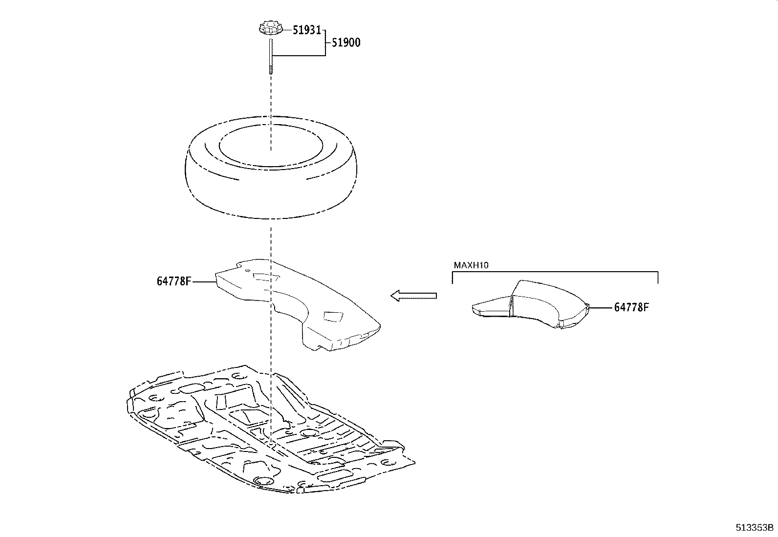 64778-F4080 PROTECTOR, SPARE WHEEL product image