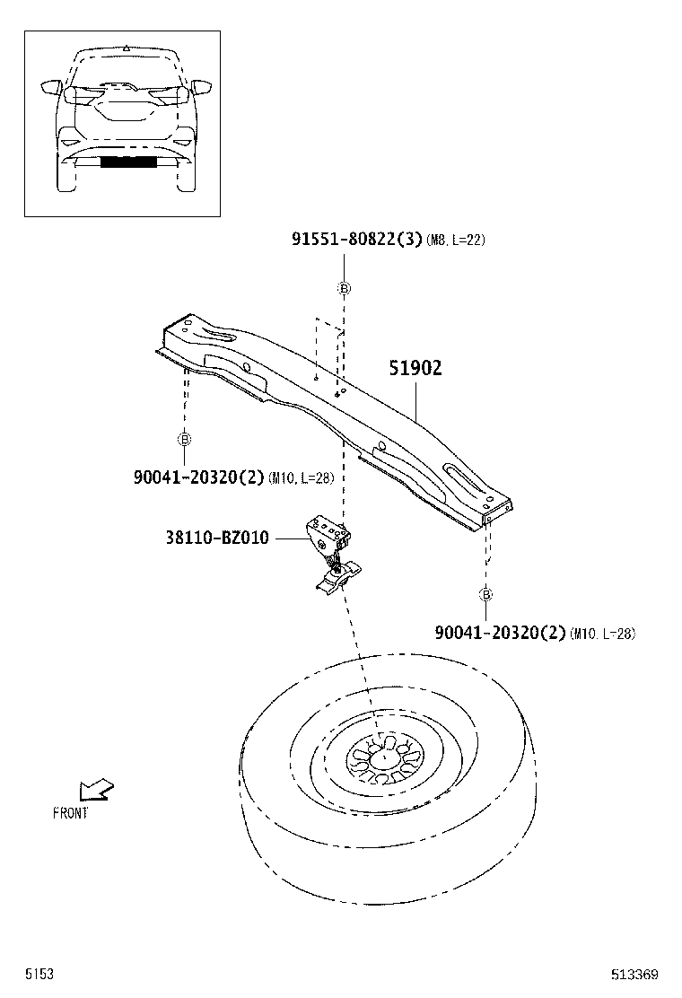 51903-BZ240 CARRIER SUB-ASSY, SPARE WHEEL product image