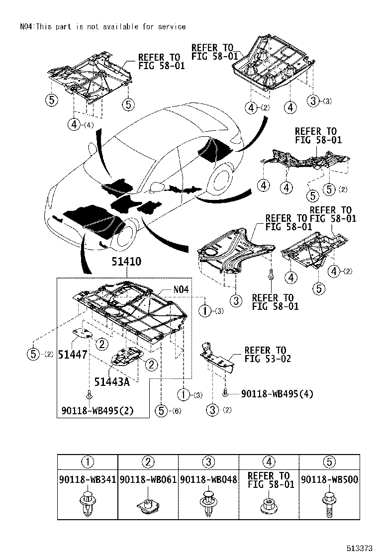 51443-WB001 COVER, ENGINE UNDER, REAR product image
