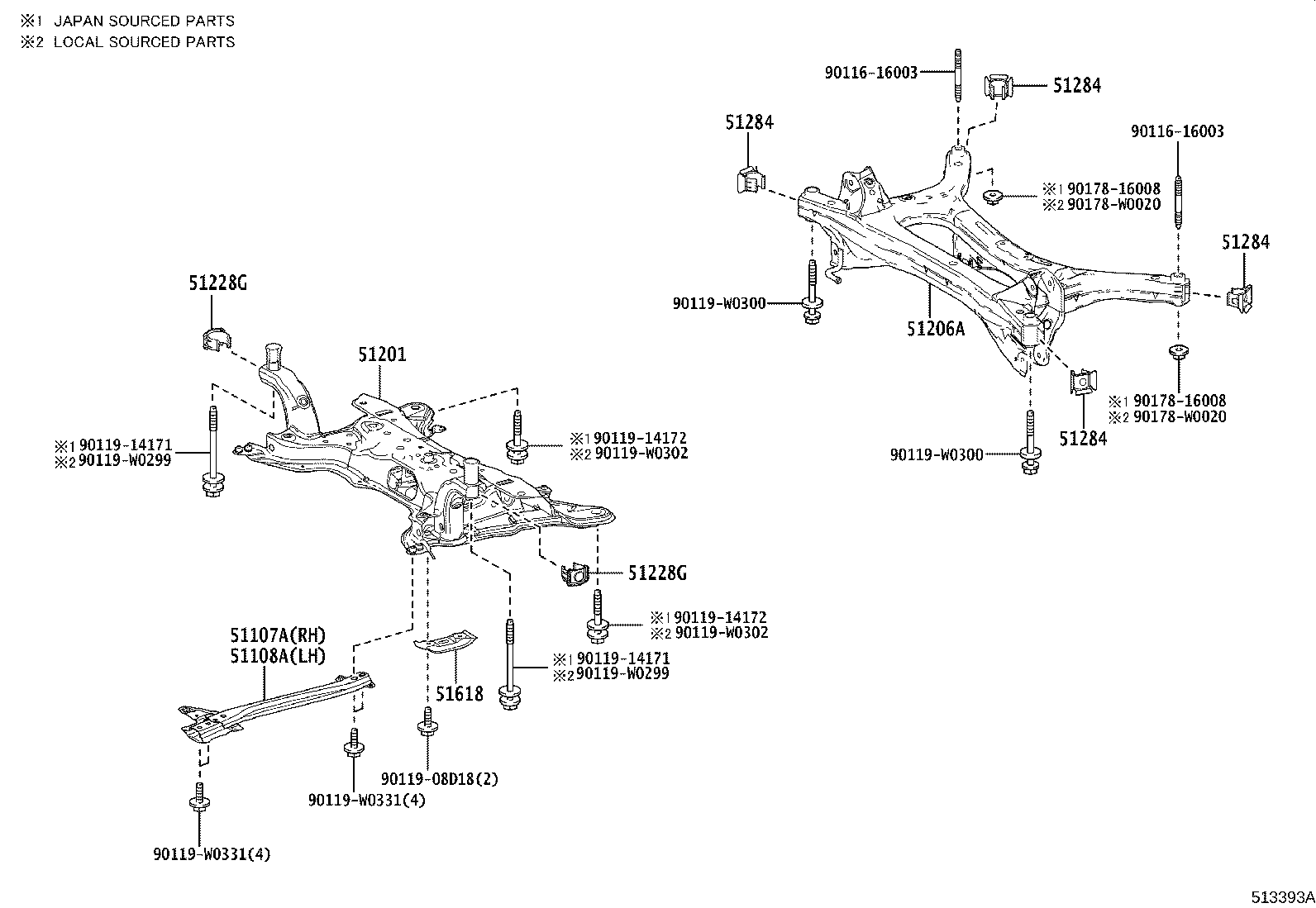 51107-02200 REINFORCEMENT SUB-ASSY, SIDE RAIL, REAR RH product image