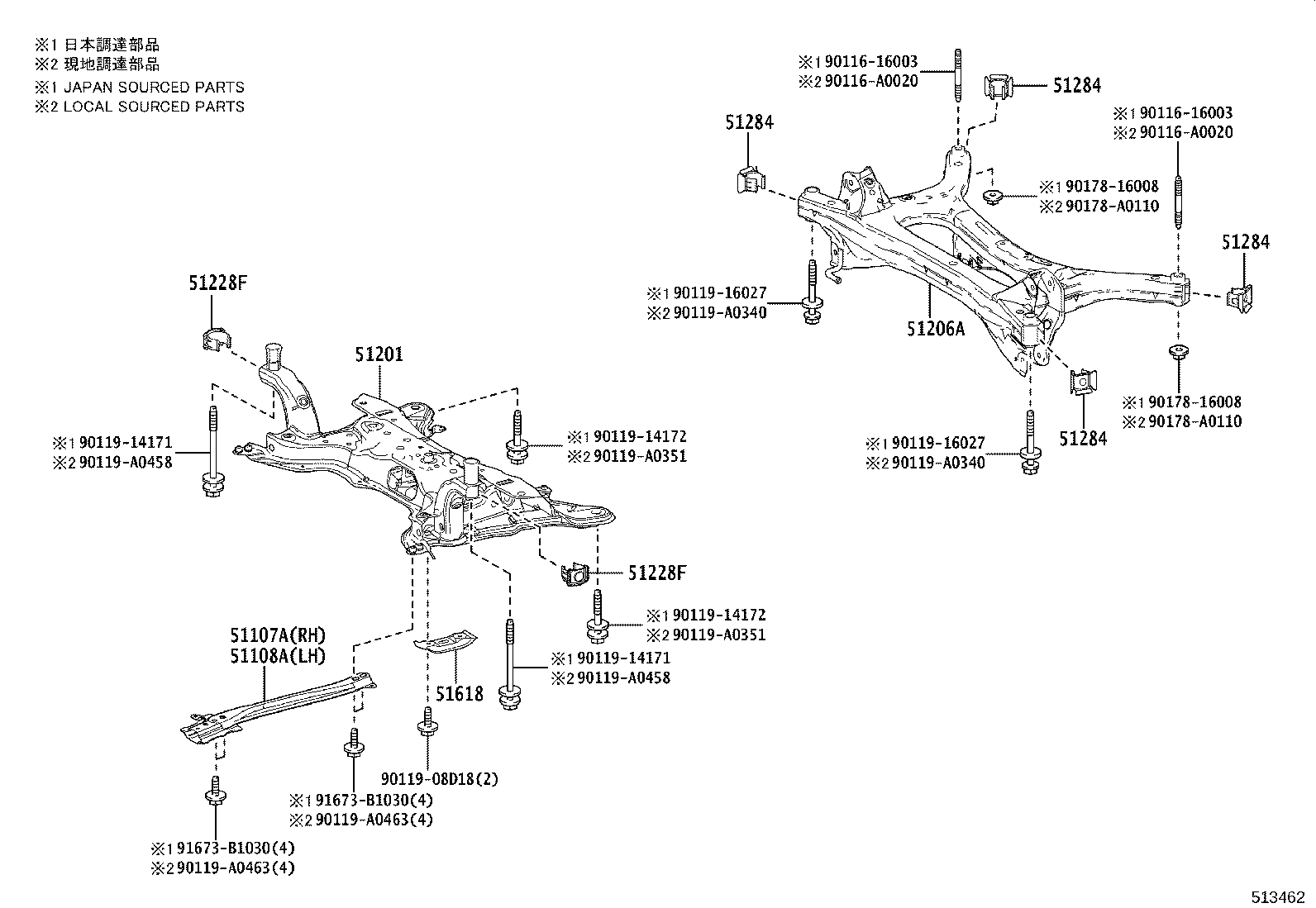 51107-02070 REINFORCEMENT SUB-ASSY, SIDE RAIL, REAR RH product image