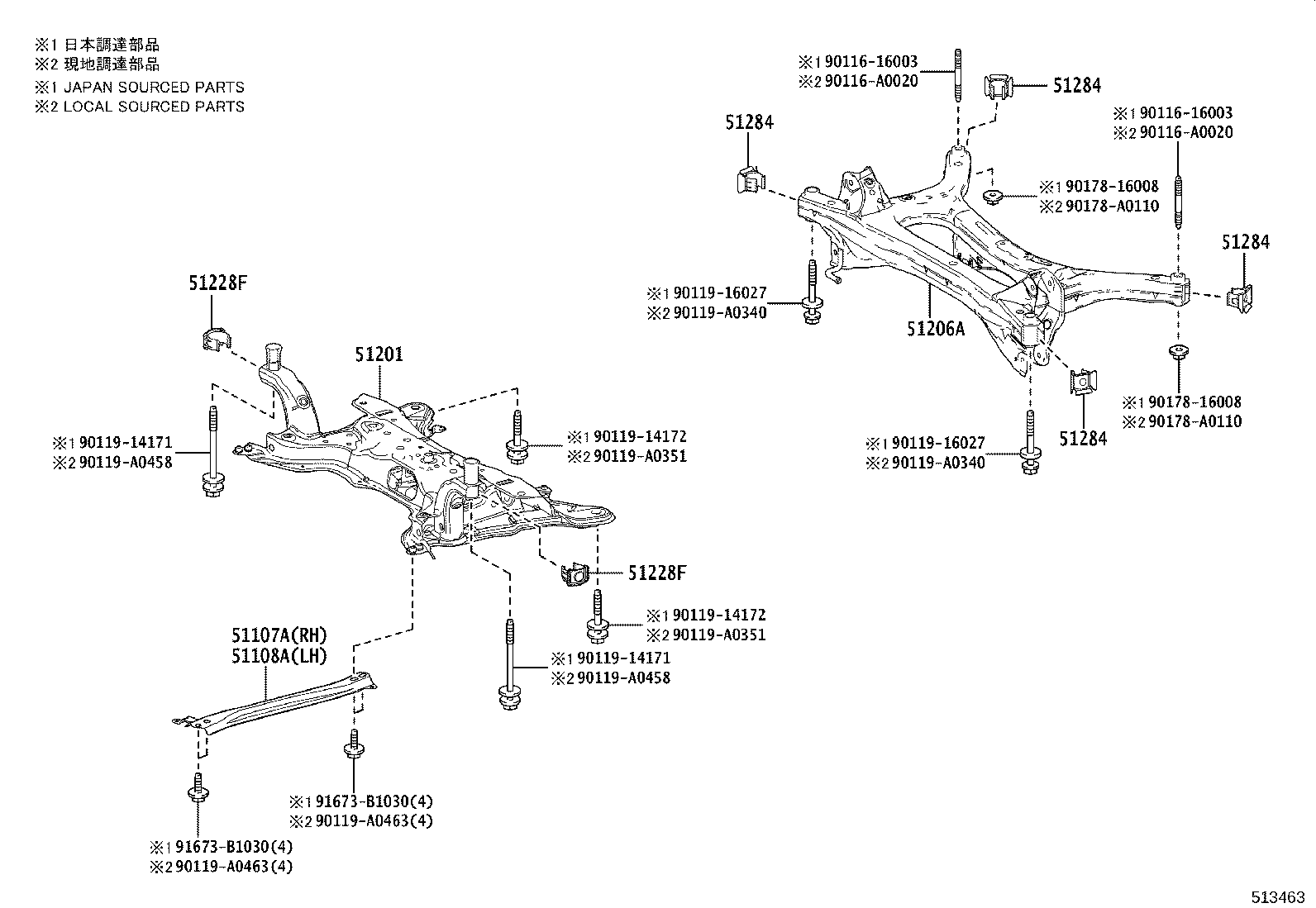 51107-02090 REINFORCEMENT SUB-ASSY, SIDE RAIL, REAR RH product image
