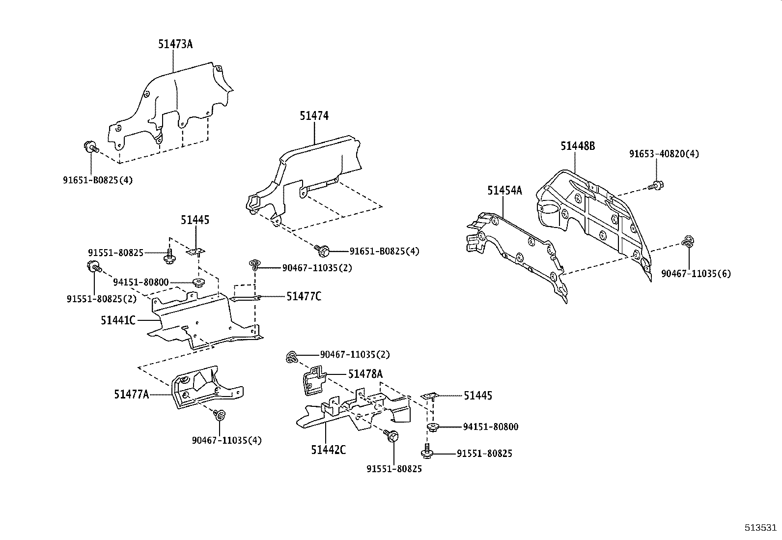 51442-37080 COVER, ENGINE UNDER, LH product image