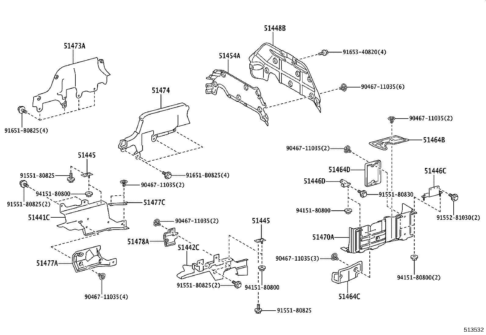51442-37080 COVER, ENGINE UNDER, LH product image