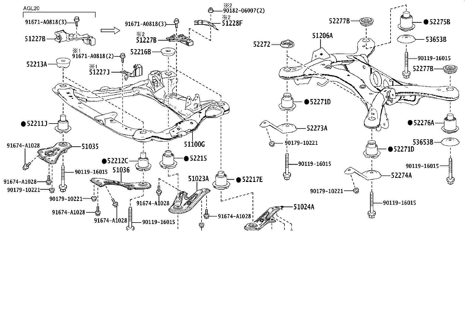 51227-48170 DAMPER, FRONT SUSPENSION MEMBER DYNAMIC, NO.2 product image
