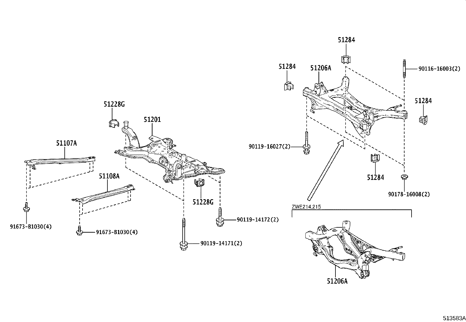 51206-47031 MEMBER SUB-ASSY, REAR SUSPENSION product image