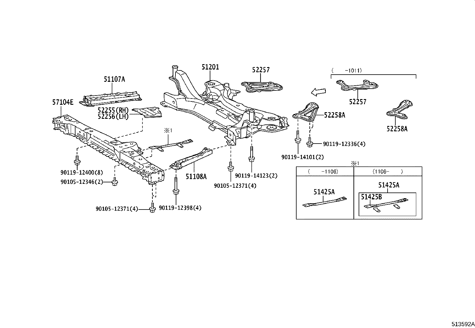 51403-WY020 BRACE SUB-ASSY, FRONT SUSPENSION MEMBER product image