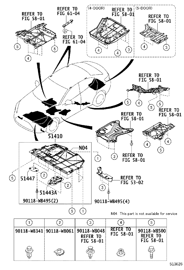 51443-WB001 COVER, ENGINE UNDER, REAR product image