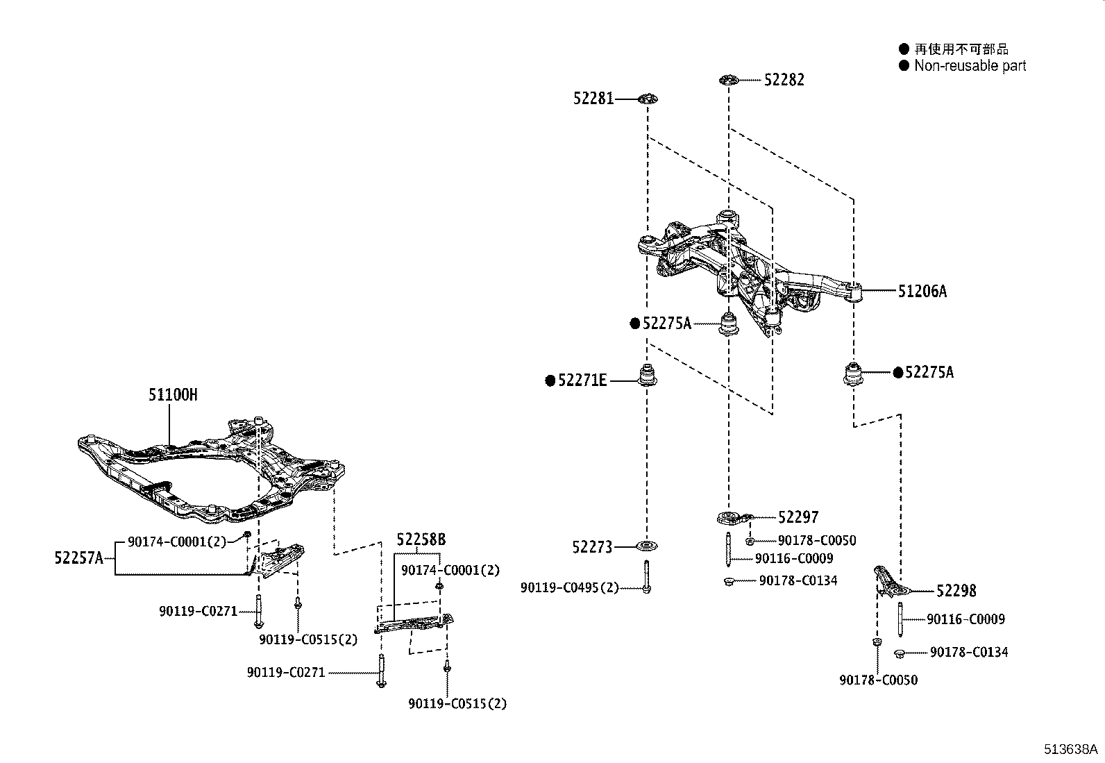 51206-0R070 MEMBER SUB-ASSY, REAR SUSPENSION product image
