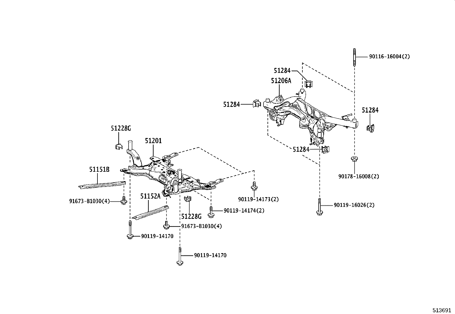 51201-10120 CROSSMEMBER SUB-ASSY, FRONT SUSPENSION product image