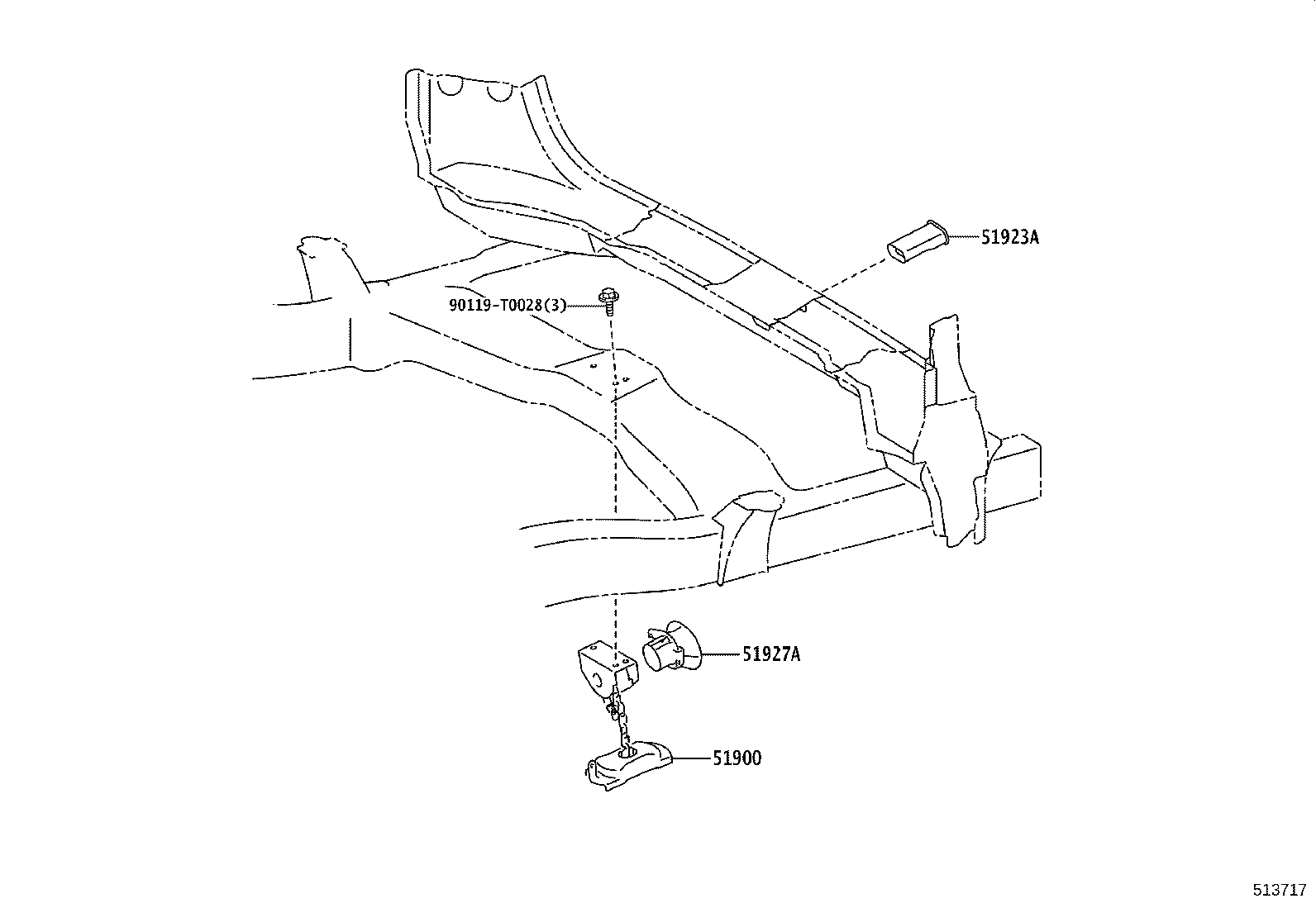 51927-0K050 GUIDE, SPARE WHELL CARRIER HANDLE product image