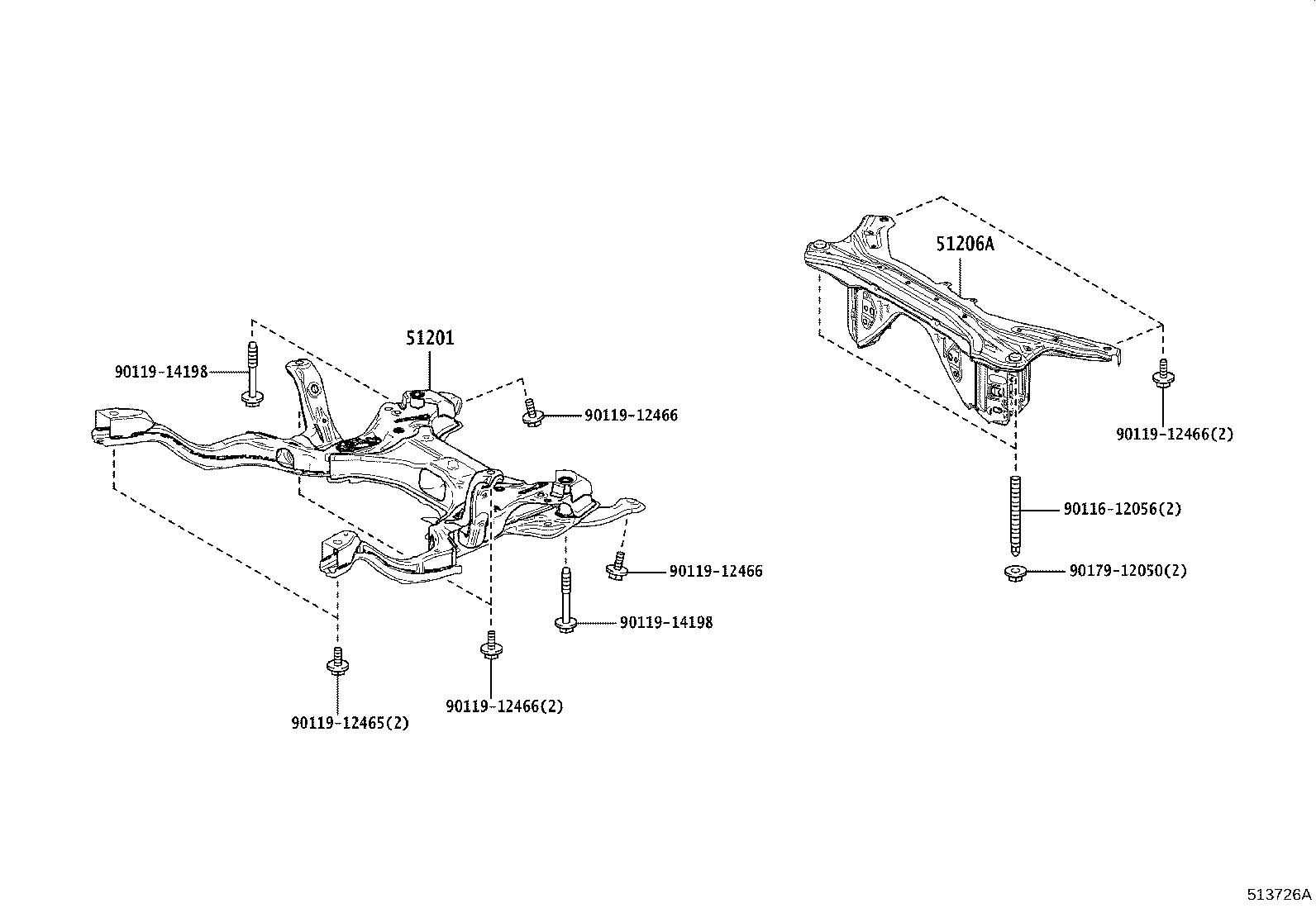 51206-K0010 MEMBER SUB-ASSY, REAR SUSPENSION product image