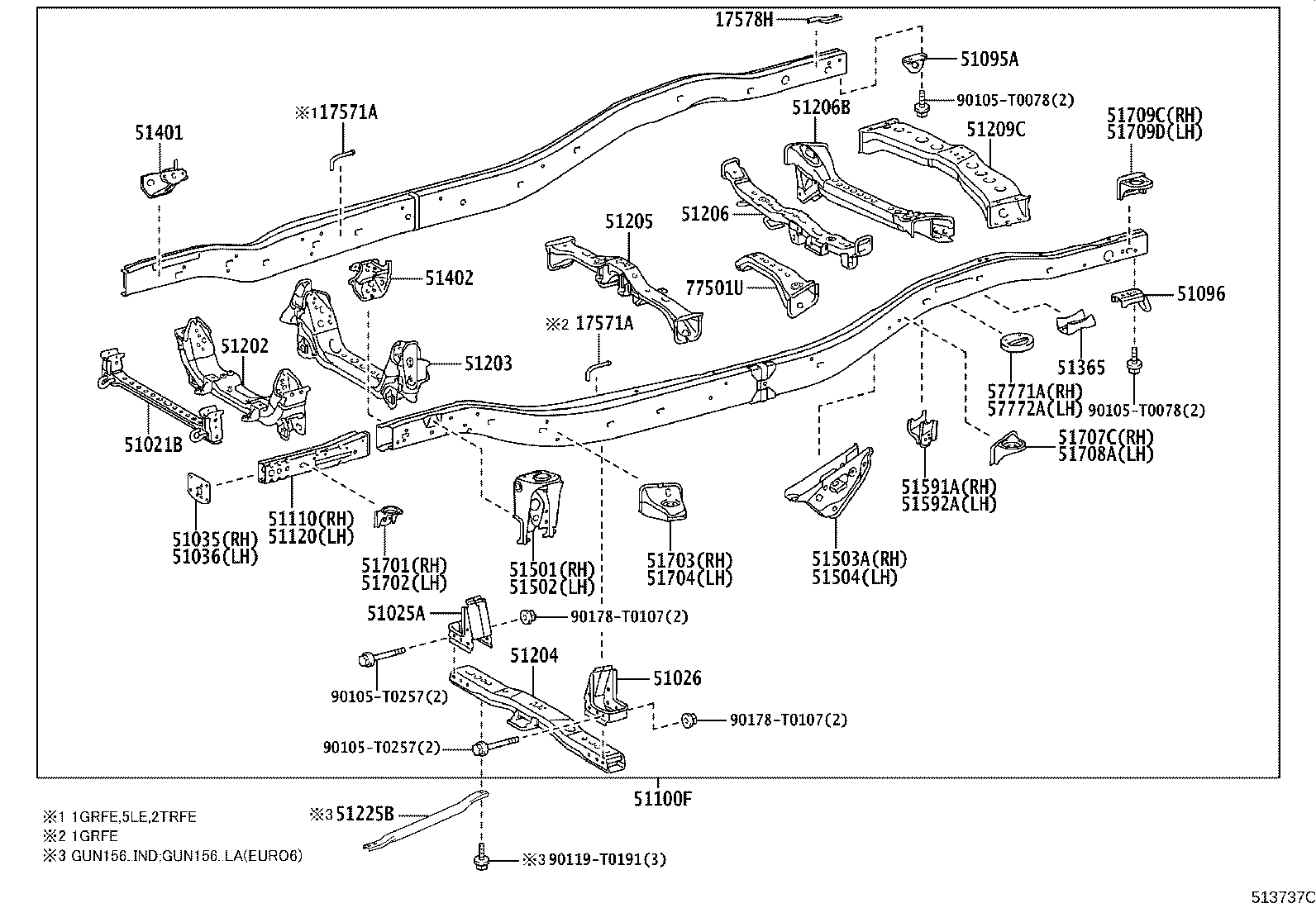 51001-KK873 FRAME SUB-ASSY product image