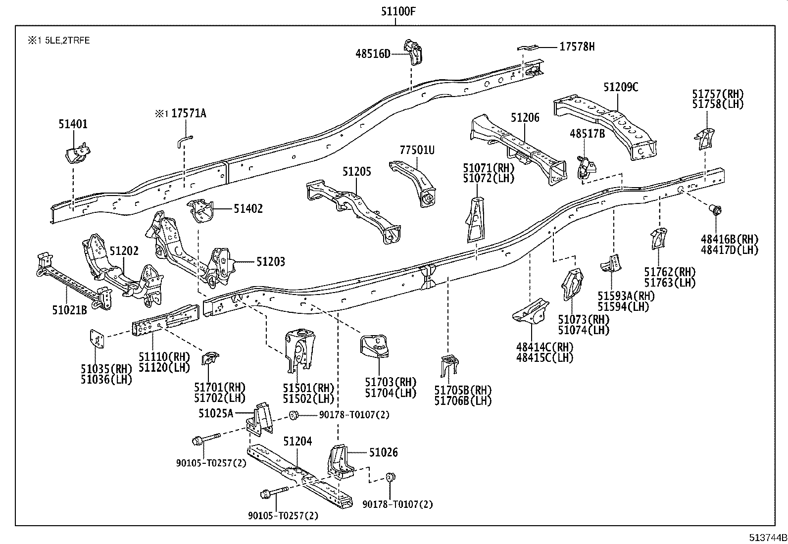 Toyota 51001-KK671 FRAME SUB-ASSY