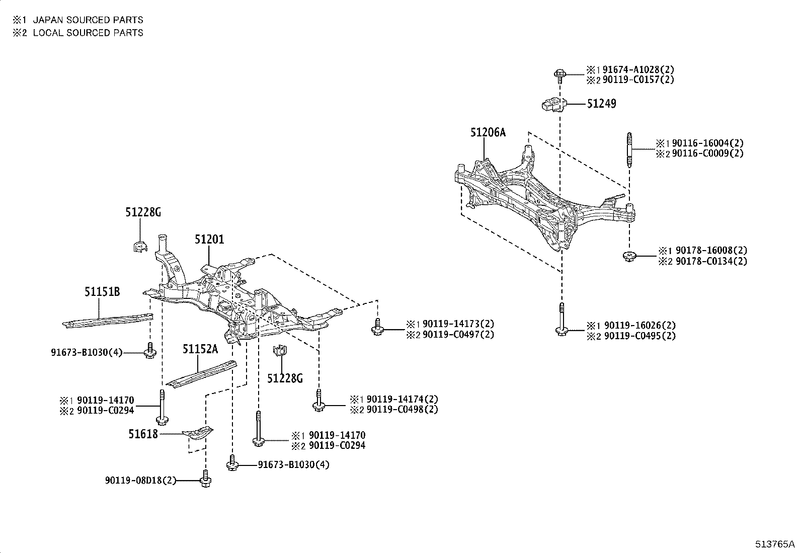 51201-F4051 CROSSMEMBER SUB-ASSY, FRONT SUSPENSION product image