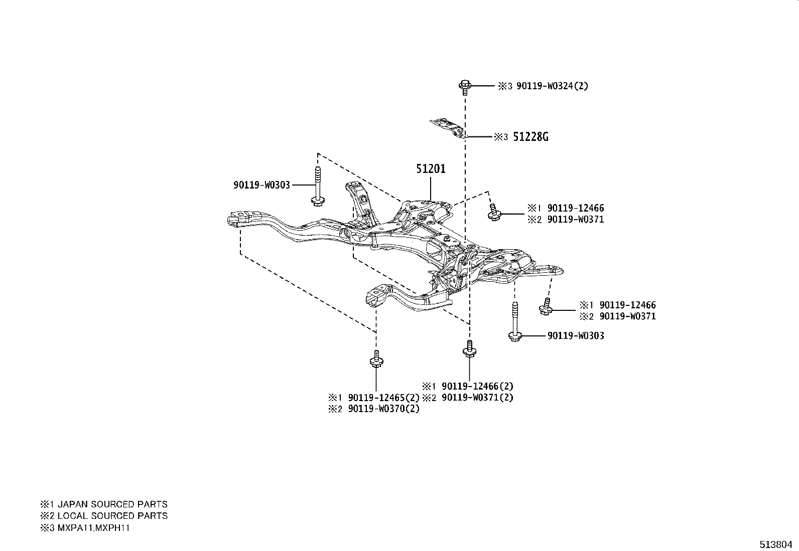 51201-K0010 CROSSMEMBER SUB-ASSY, FRONT SUSPENSION product image