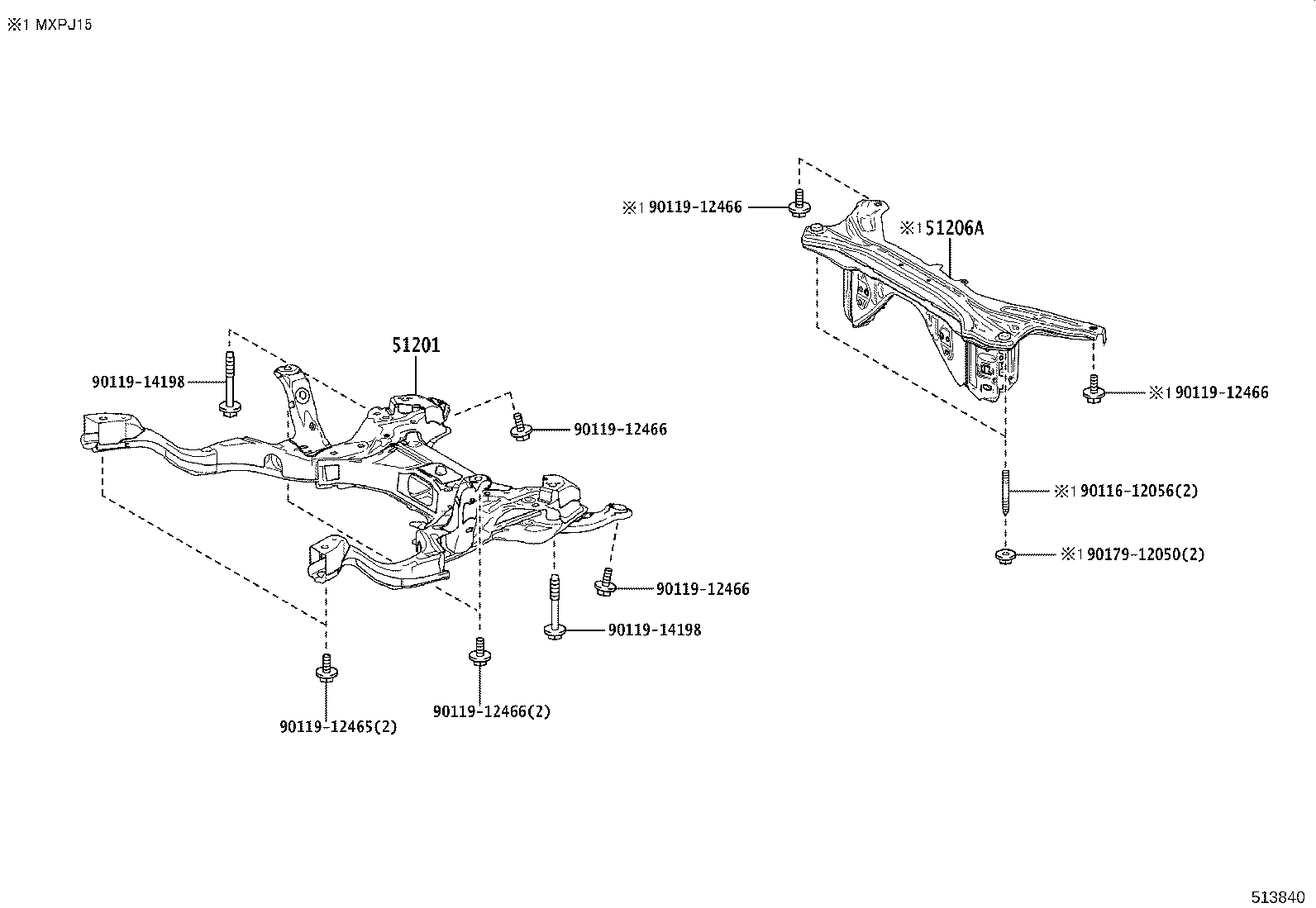 51201-52180 CROSSMEMBER SUB-ASSY, FRONT SUSPENSION product image