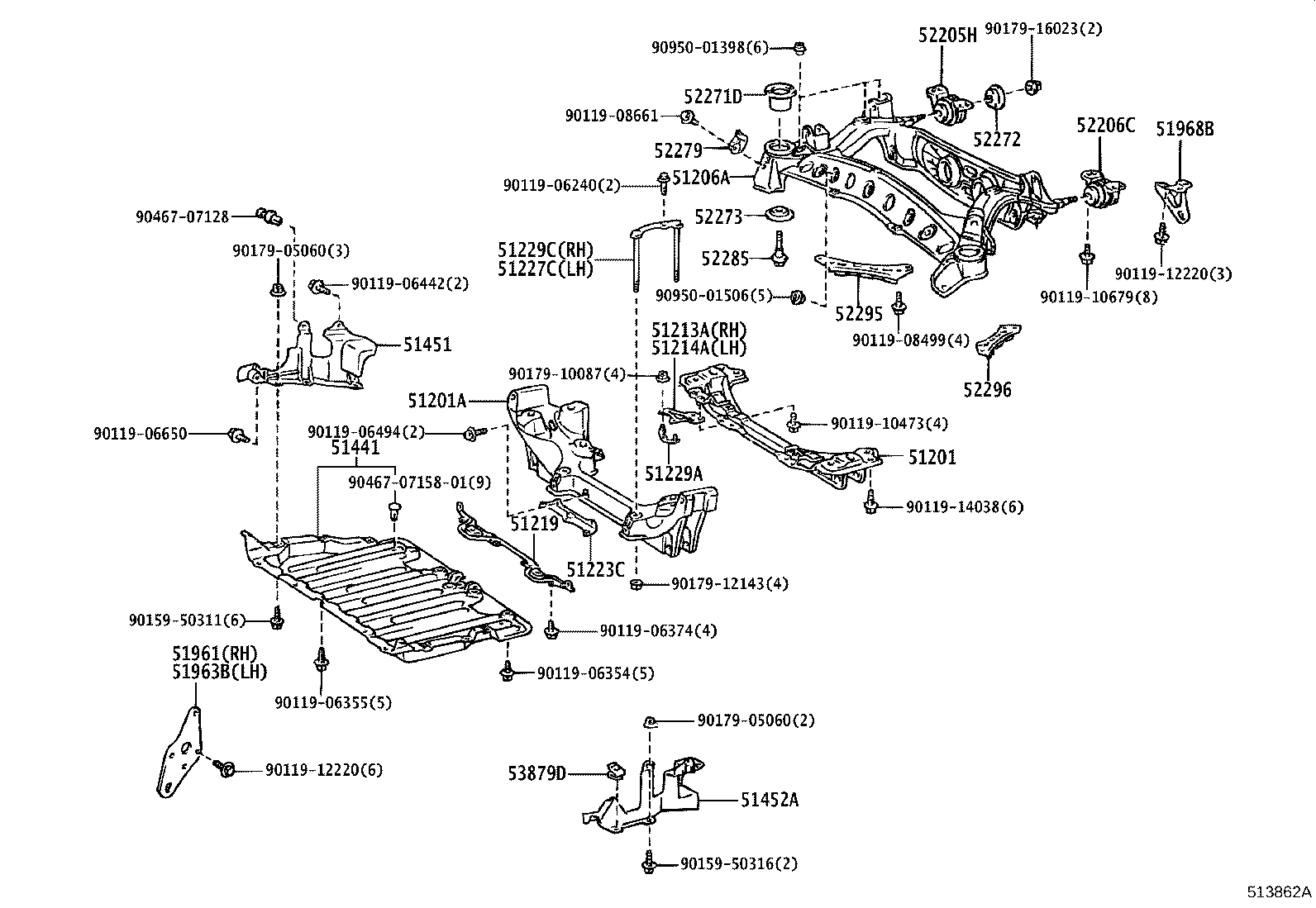 51211-24020 CROSSMEMBER SUB-ASSY, FRAME, FRONT product image