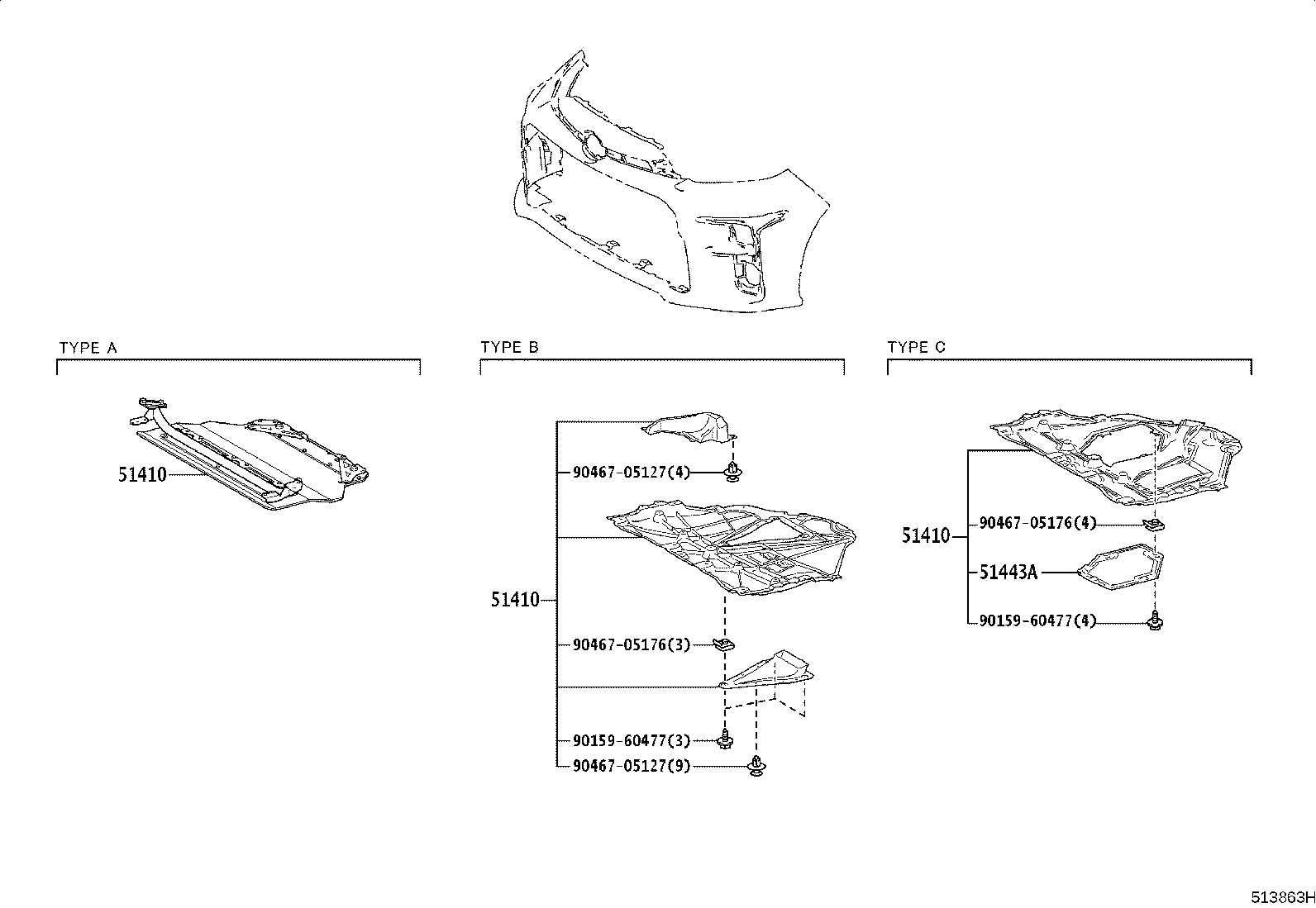 51410-52160 COVER ASSY, ENGINE UNDER, NO.1 product image