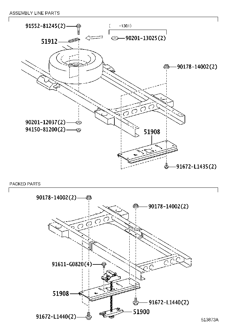 51908-37600 BRACKET SUB-ASSY, SPARE WHEEL CARRIER product image