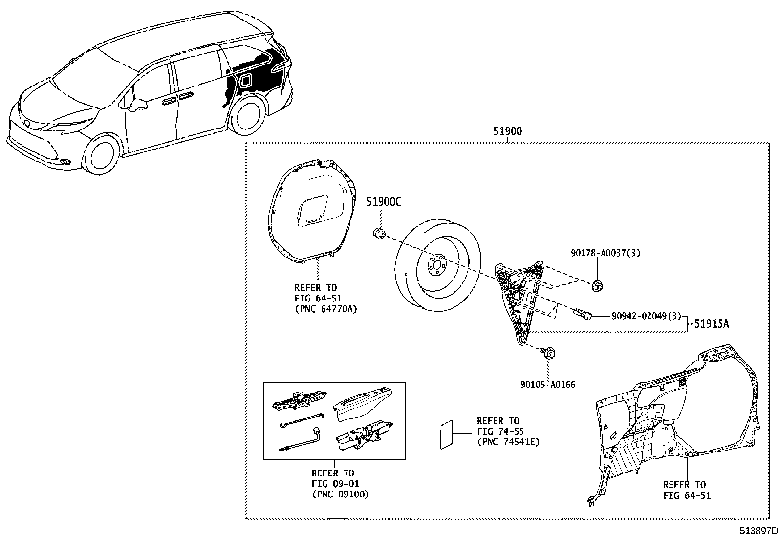 Toyota 51900-08071-C2 CARRIER ASSY, SPARE WHEEL