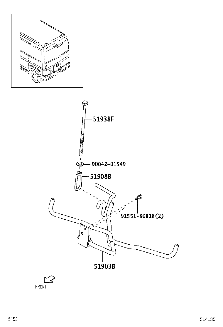 90041-01721 BOLT(FOR SPARE WHEEL CARRIER LOCK) product image