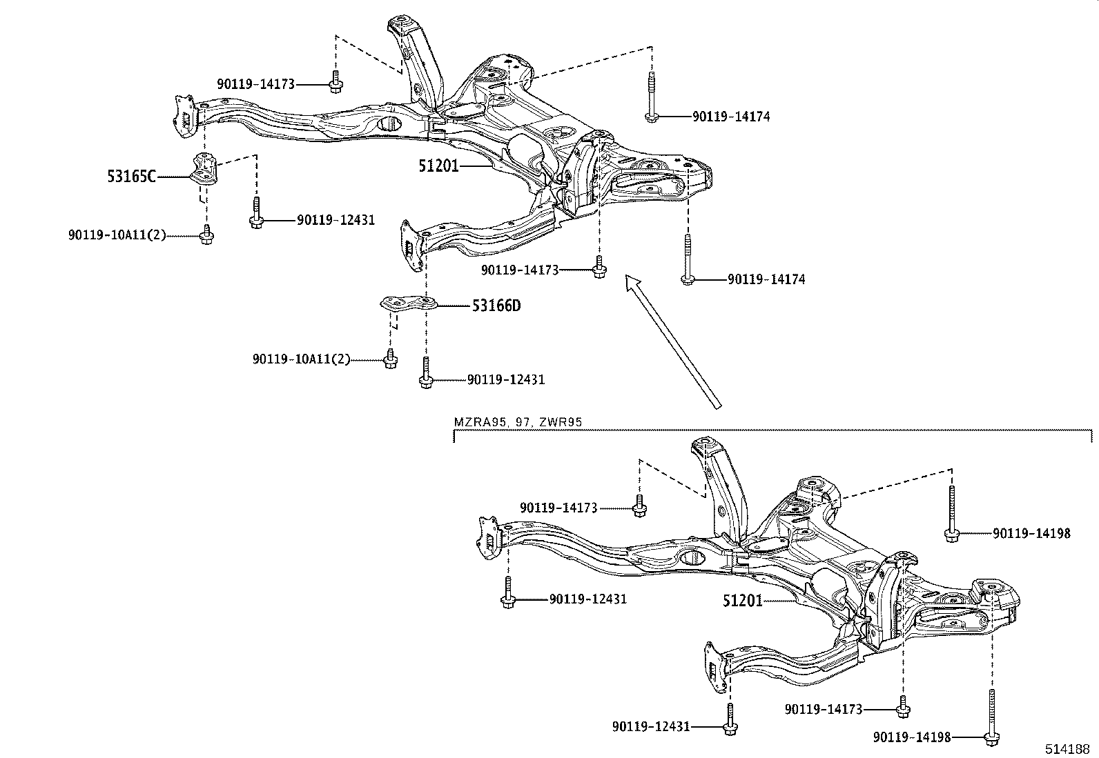 51201-V1020 CROSSMEMBER SUB-ASSY, FRONT SUSPENSION product image