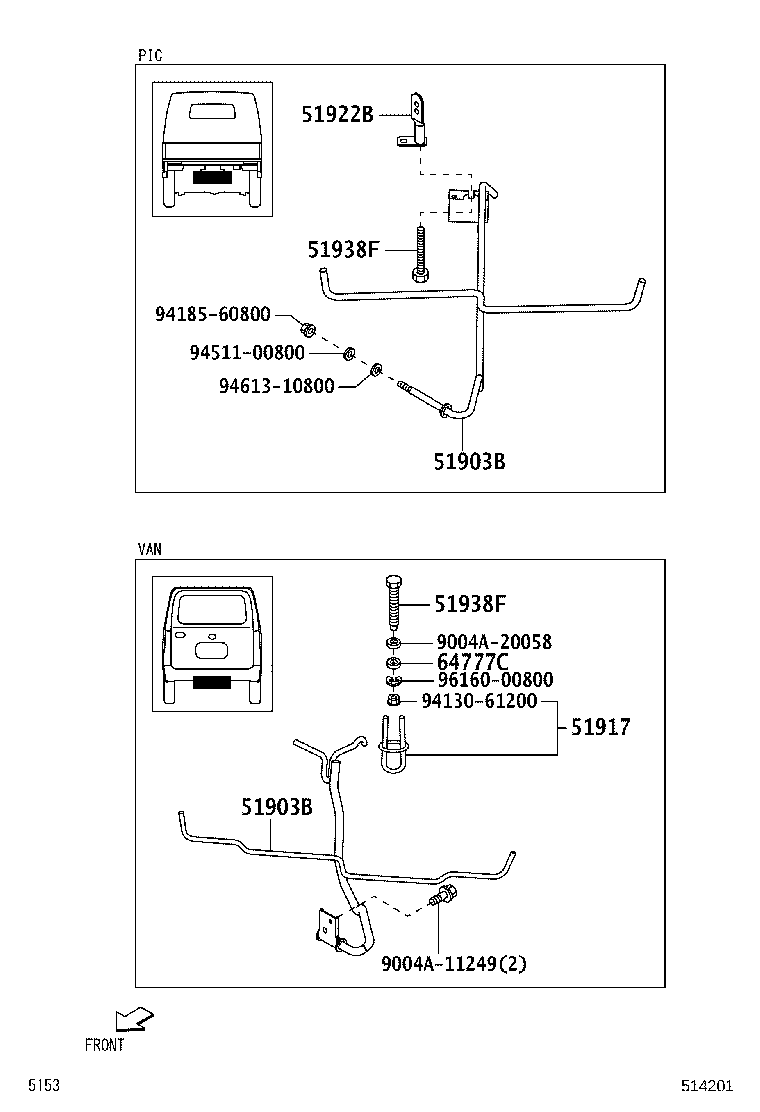 51902-BZ050 HANGER, SPARE WHEEL CARRIER product image