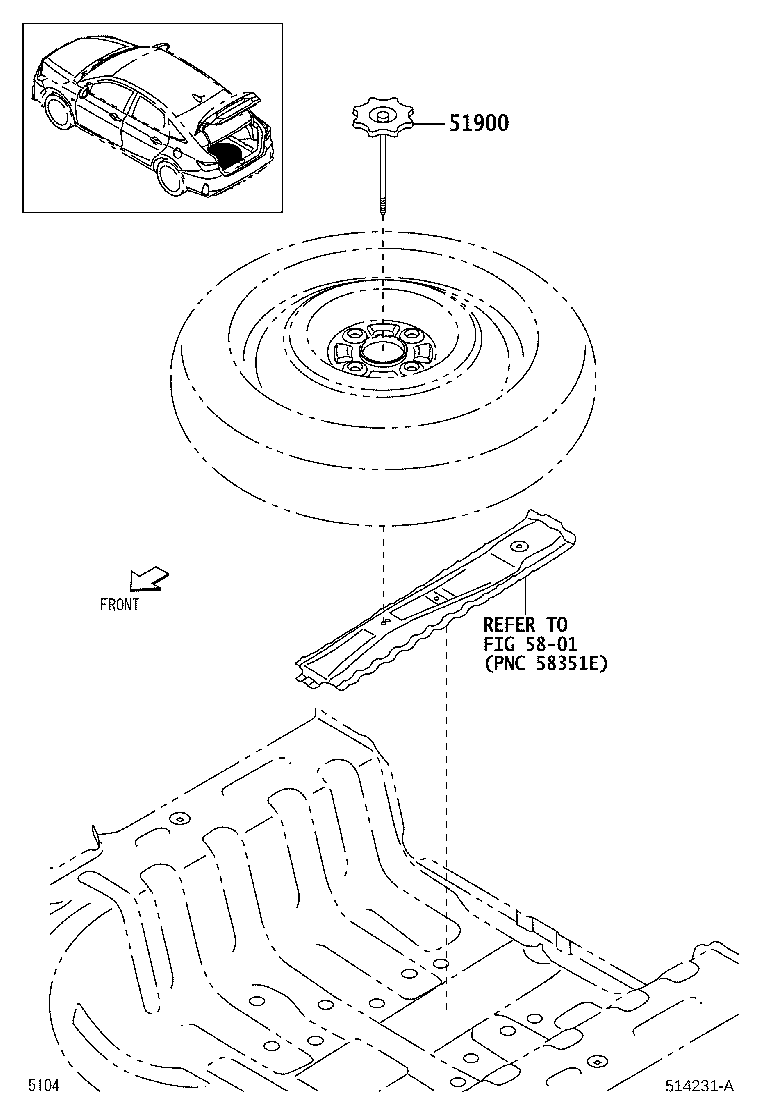 51900-BZ240 CARRIER ASSY, SPARE WHEEL product image