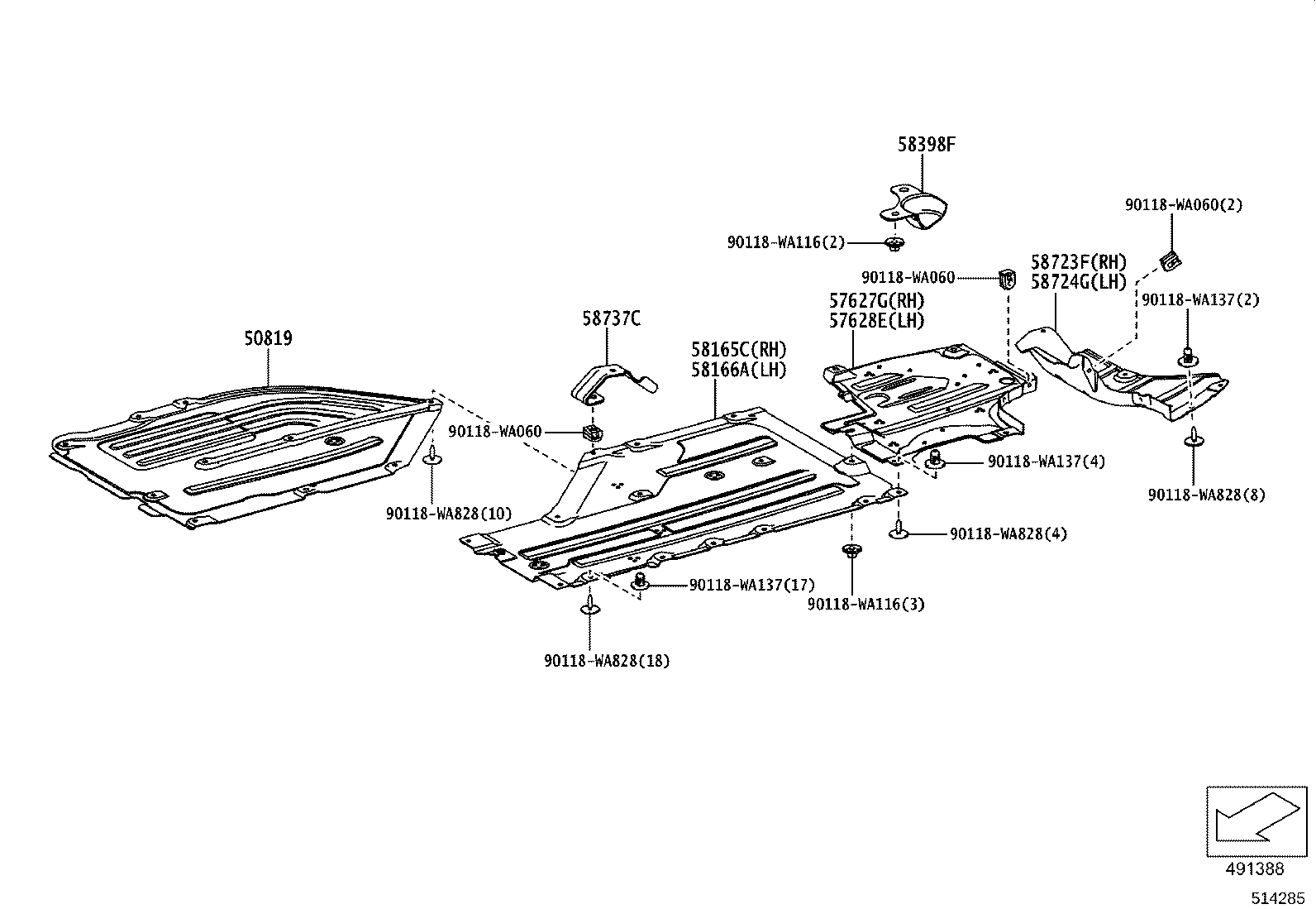 58167-WAA02 COVER, FRONT FLOOR product image