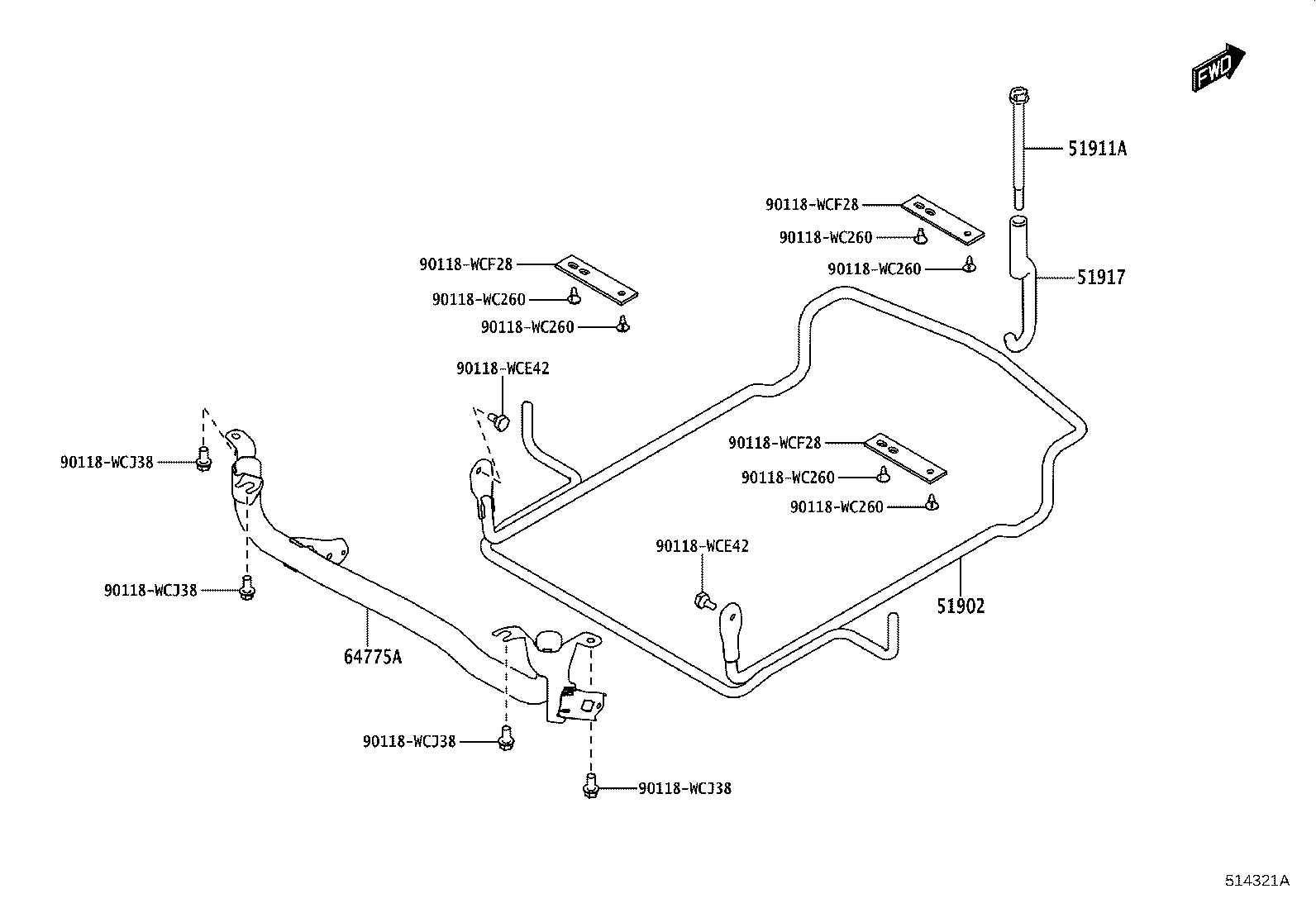 51931-WC005 CARRIER SUB-ASSY, SPARE WHEEL product image