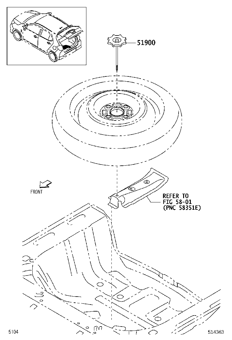 51900-BZ050 CARRIER ASSY, SPARE WHEEL product image