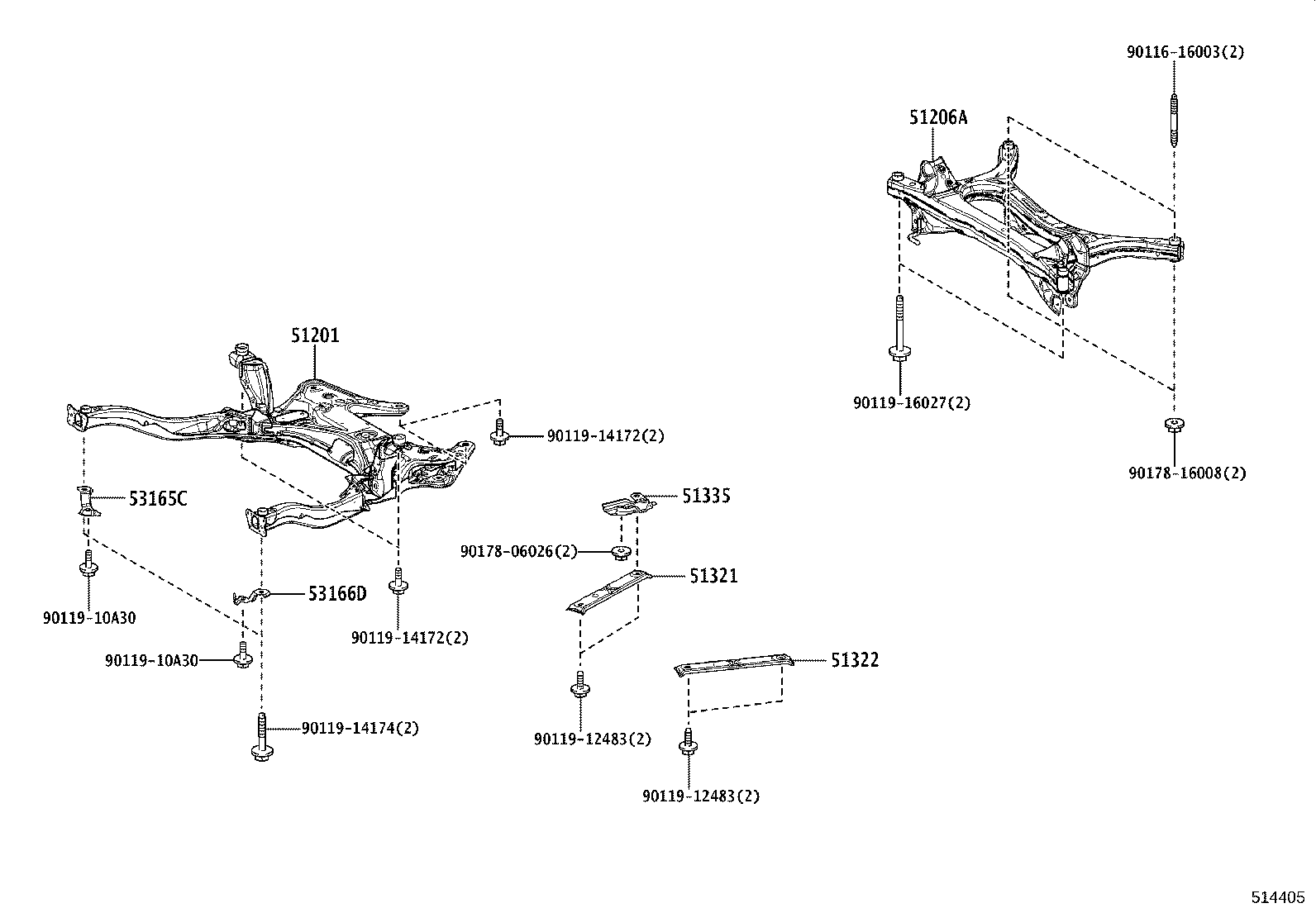51206-47041 MEMBER SUB-ASSY, REAR SUSPENSION product image