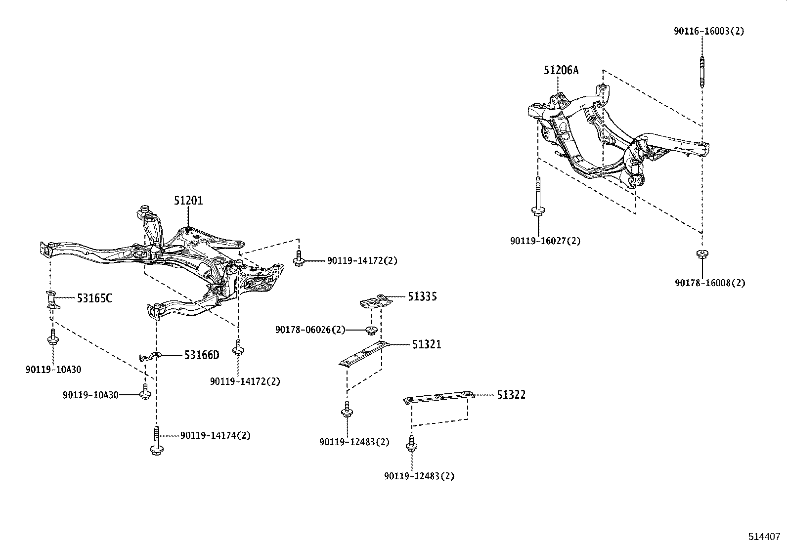 51206-47041 MEMBER SUB-ASSY, REAR SUSPENSION product image