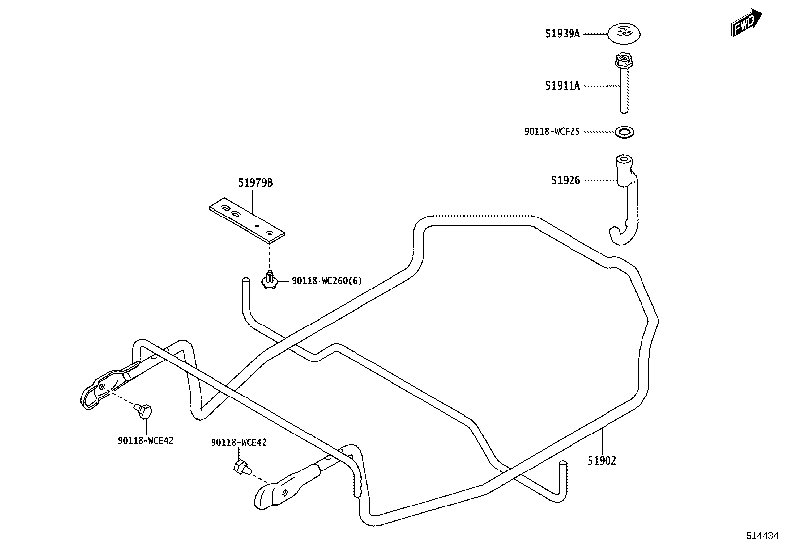 90118-WCF26 HOOK, SPARE WHEEL CARRIER LOCK product image