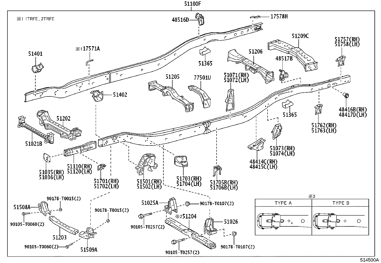 Toyota 51001-KK724 FRAME SUB-ASSY