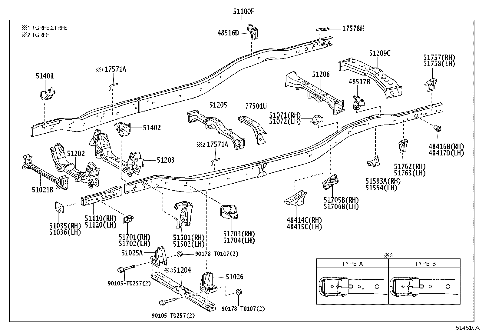 Toyota 51001-KK355 FRAME SUB-ASSY