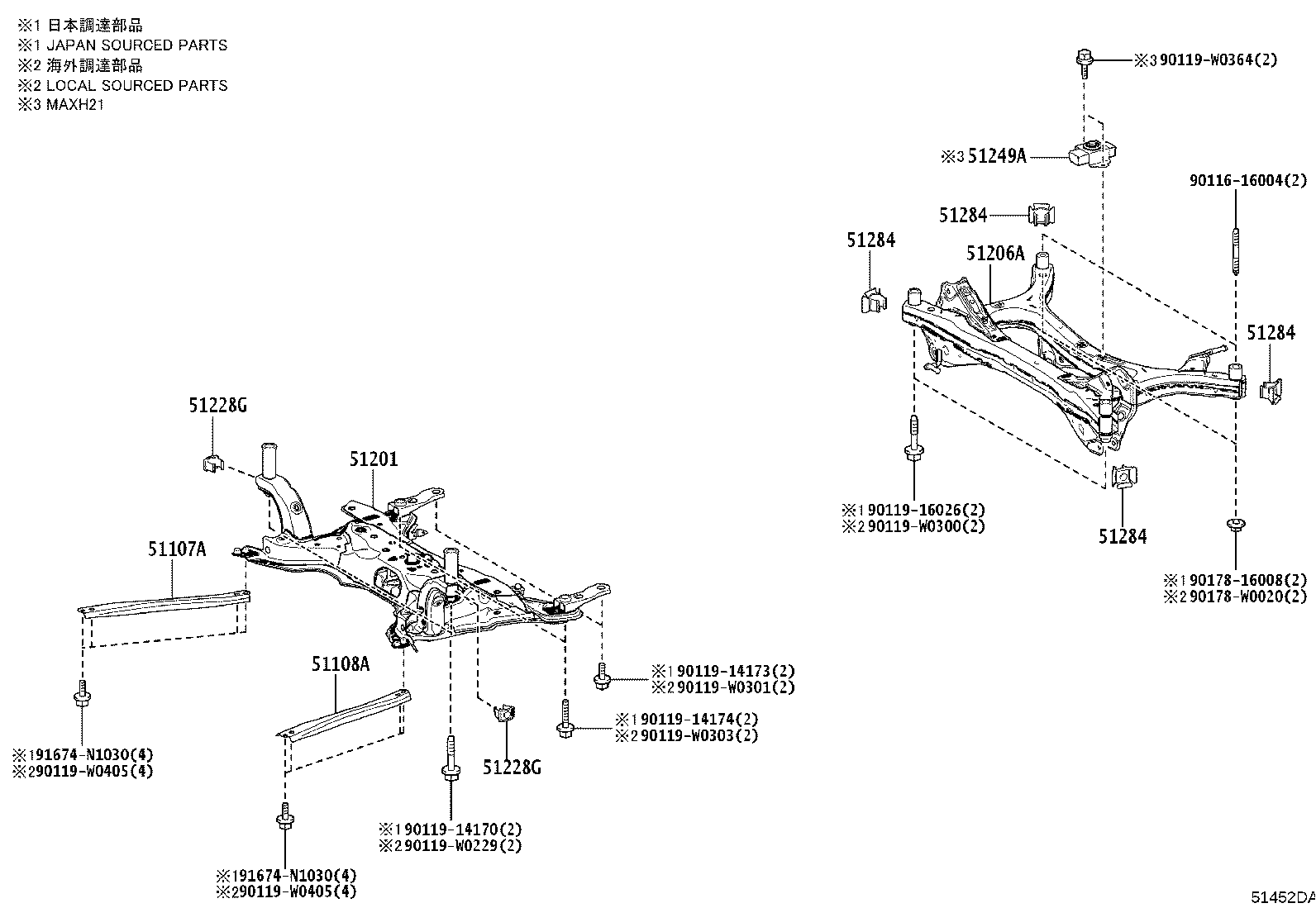 51206-16041 MEMBER SUB-ASSY, REAR SUSPENSION product image