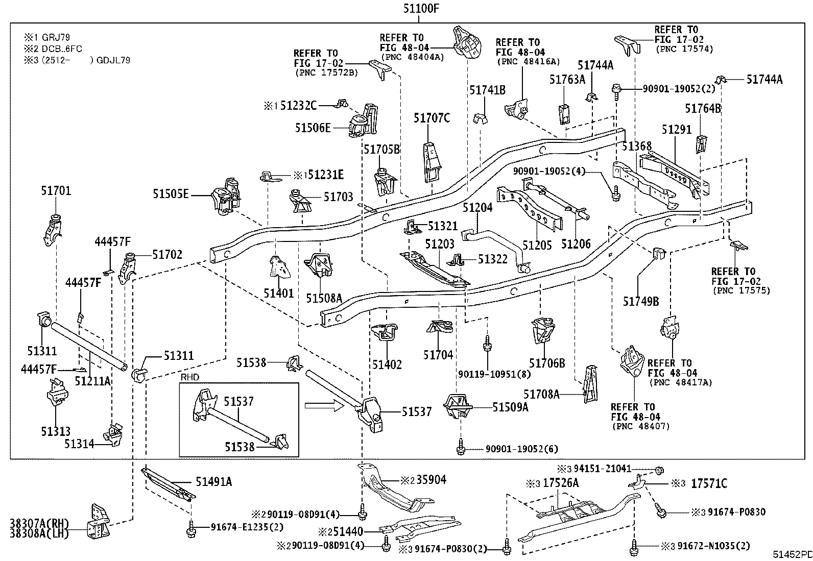 51023-60020 BRACKET SUB-ASSY, FRONT SUSPENSION MEMBER, RH product image