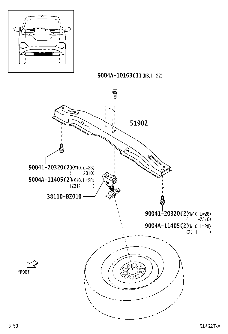 51903-BZ170 CARRIER SUB-ASSY, SPARE WHEEL product image