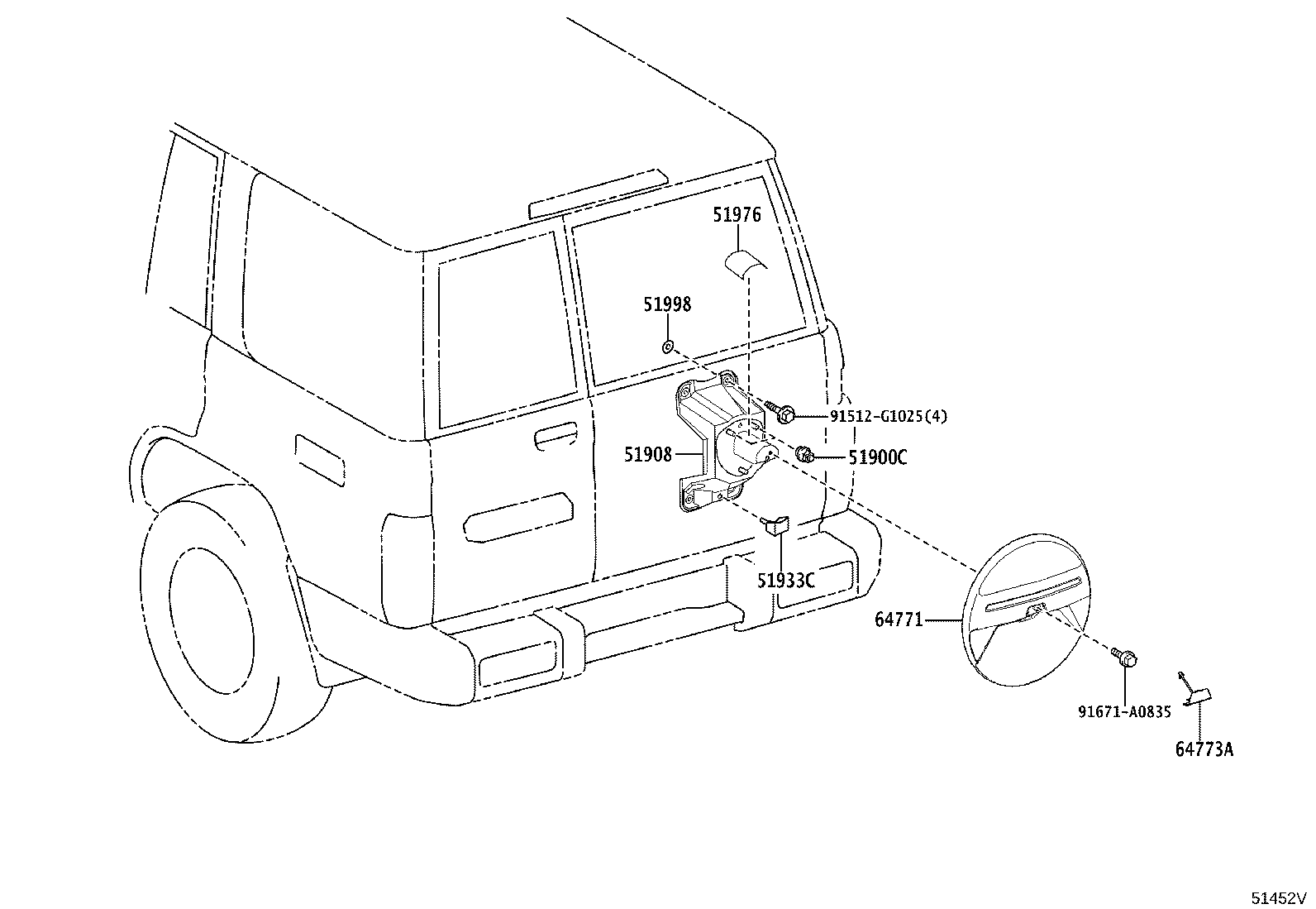 51901-60050 BOLT ASSY, SPARE WHEEL MOUNTING product image