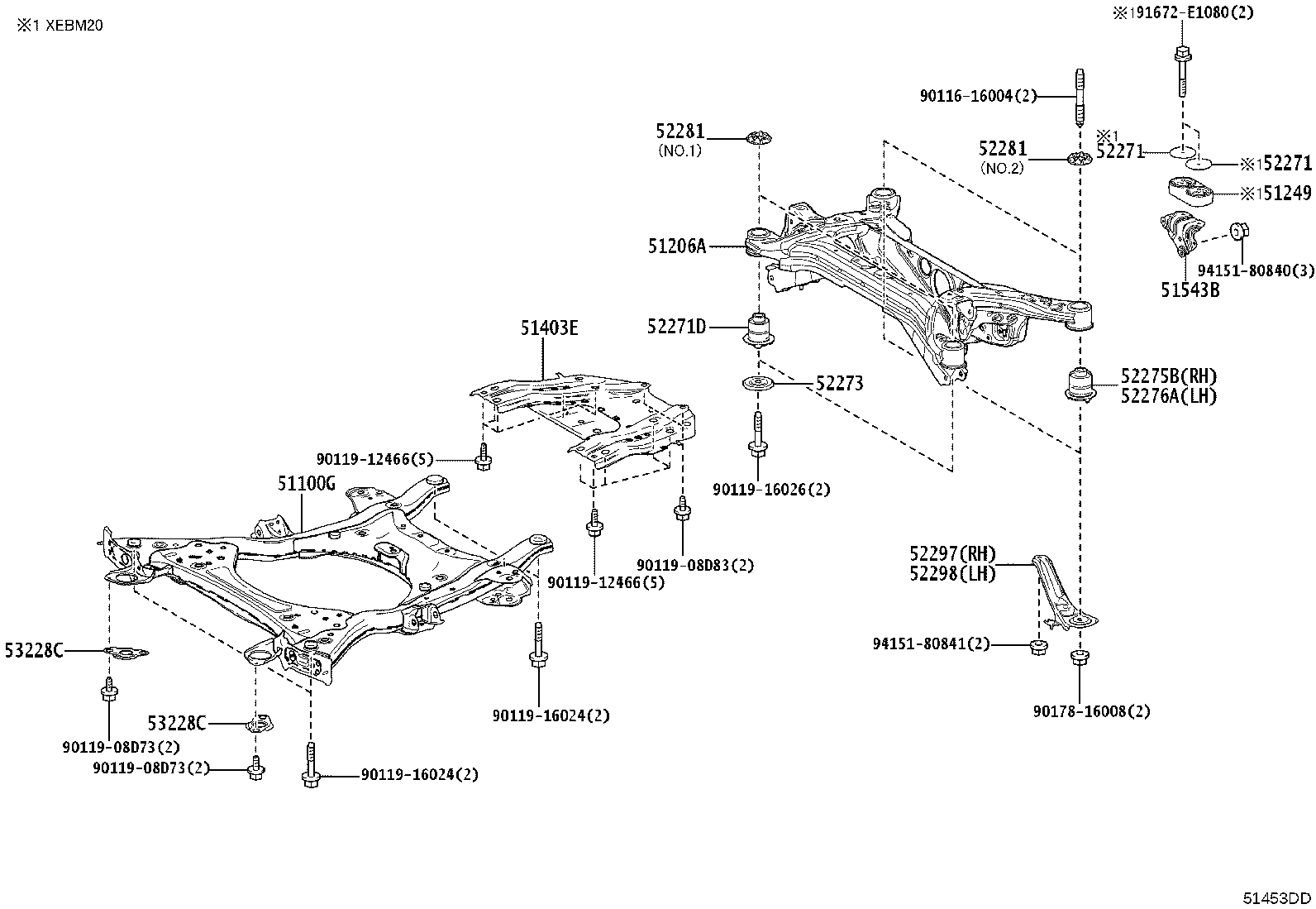 51200-42041 MEMBER SUB-ASSY, REAR SUSPENSION product image