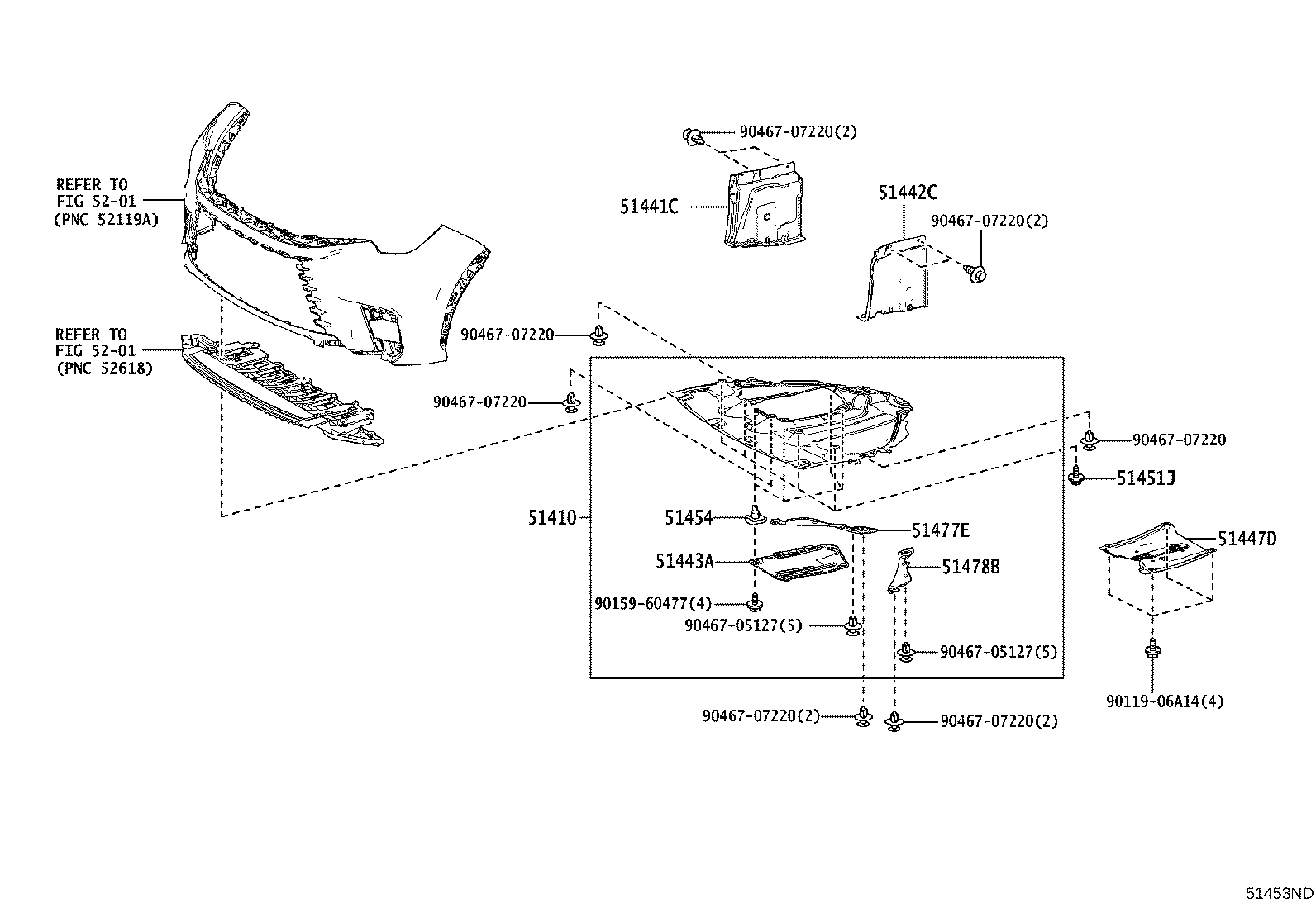 51443-52111 COVER, ENGINE UNDER, REAR product image