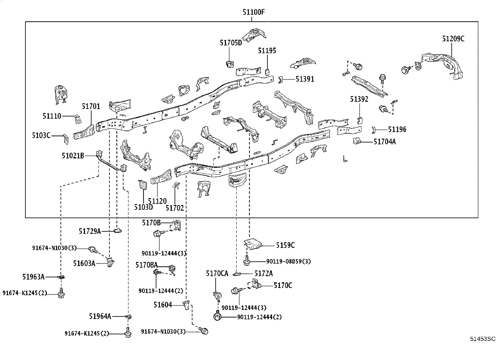 Toyota 51960-60040 HOOK, TRANSPORT, FRONT LH