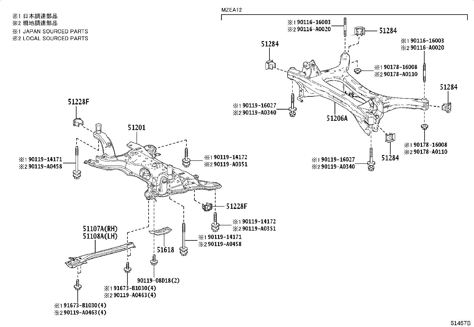 51107-02070 REINFORCEMENT SUB-ASSY, SIDE RAIL, REAR RH product image