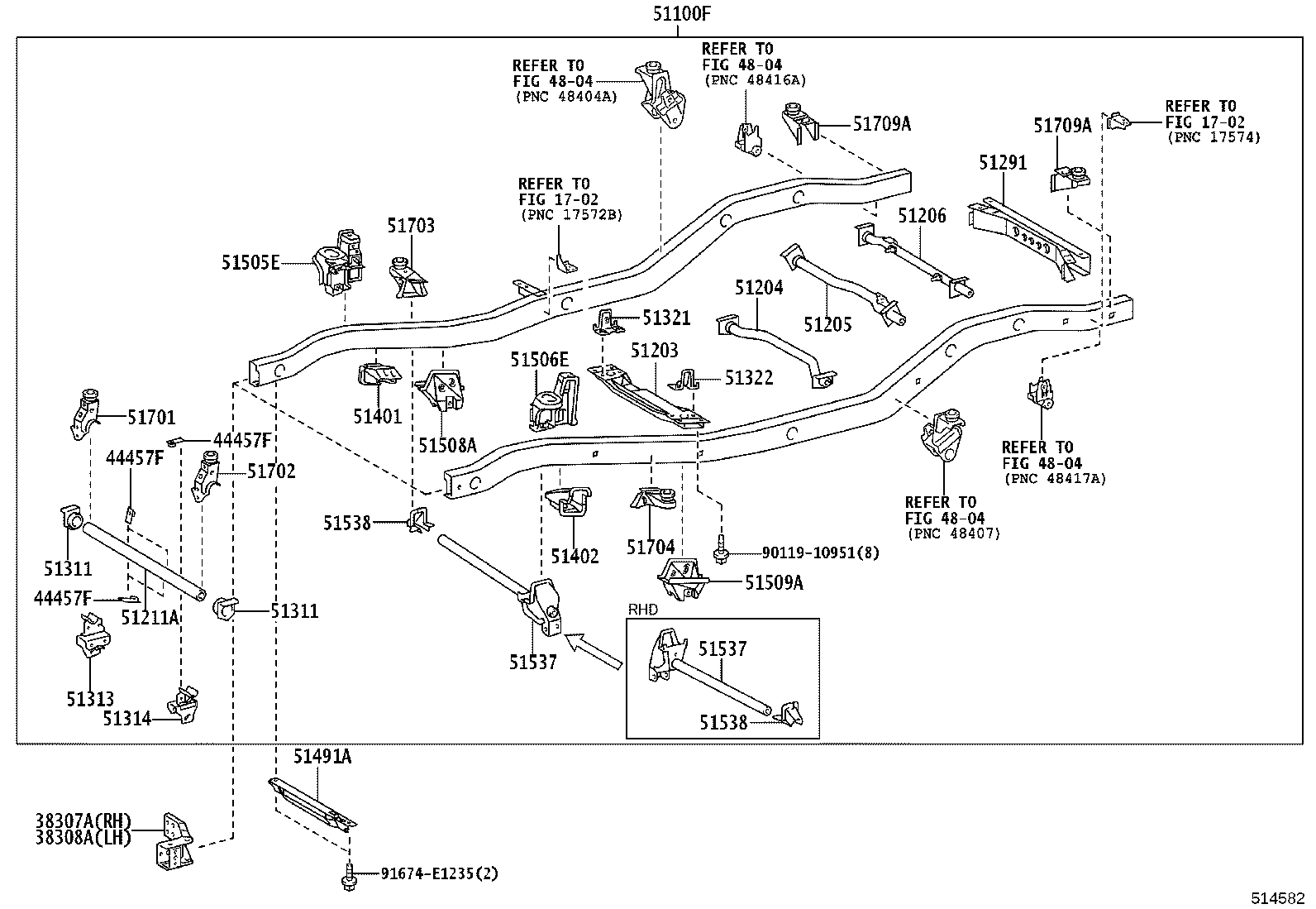 51023-60020 BRACKET SUB-ASSY, FRONT SUSPENSION MEMBER, RH product image