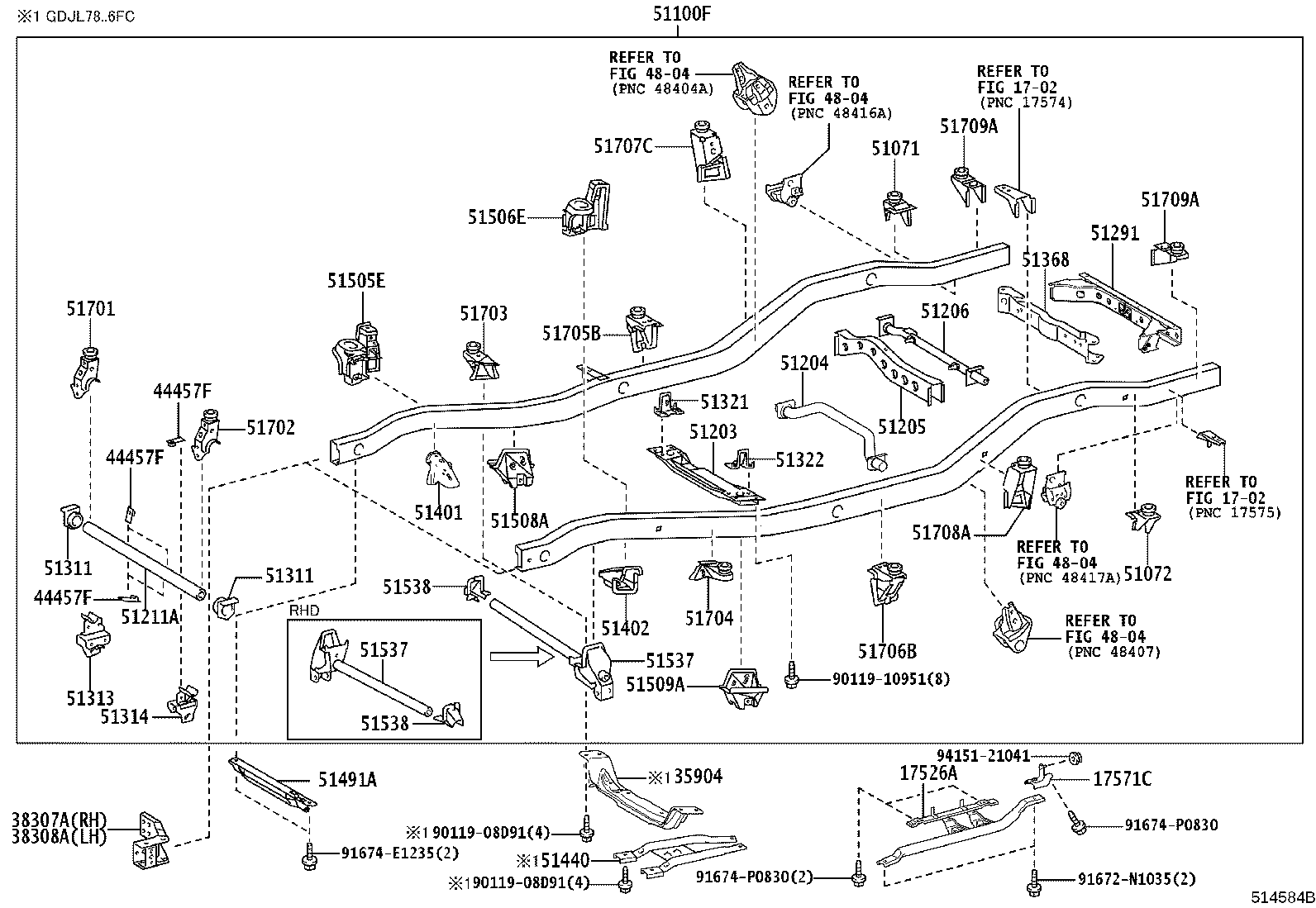 51023-60020 BRACKET SUB-ASSY, FRONT SUSPENSION MEMBER, RH product image