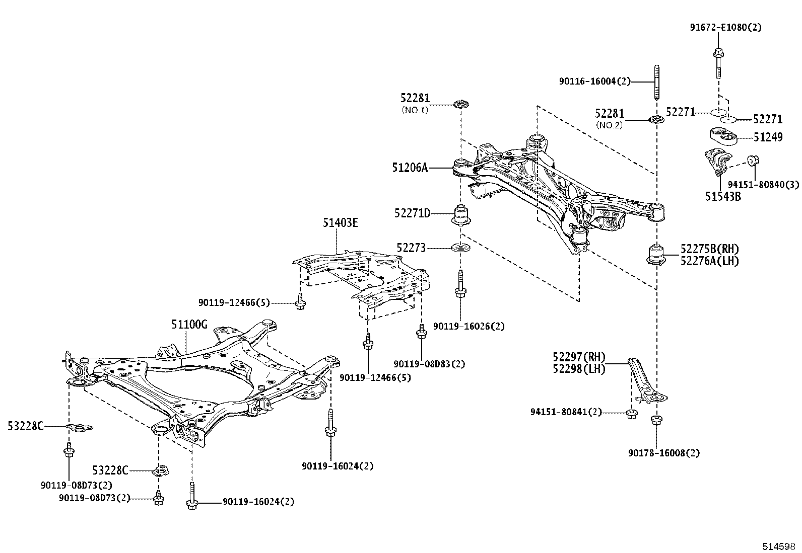 51200-42020 MEMBER SUB-ASSY, REAR SUSPENSION product image