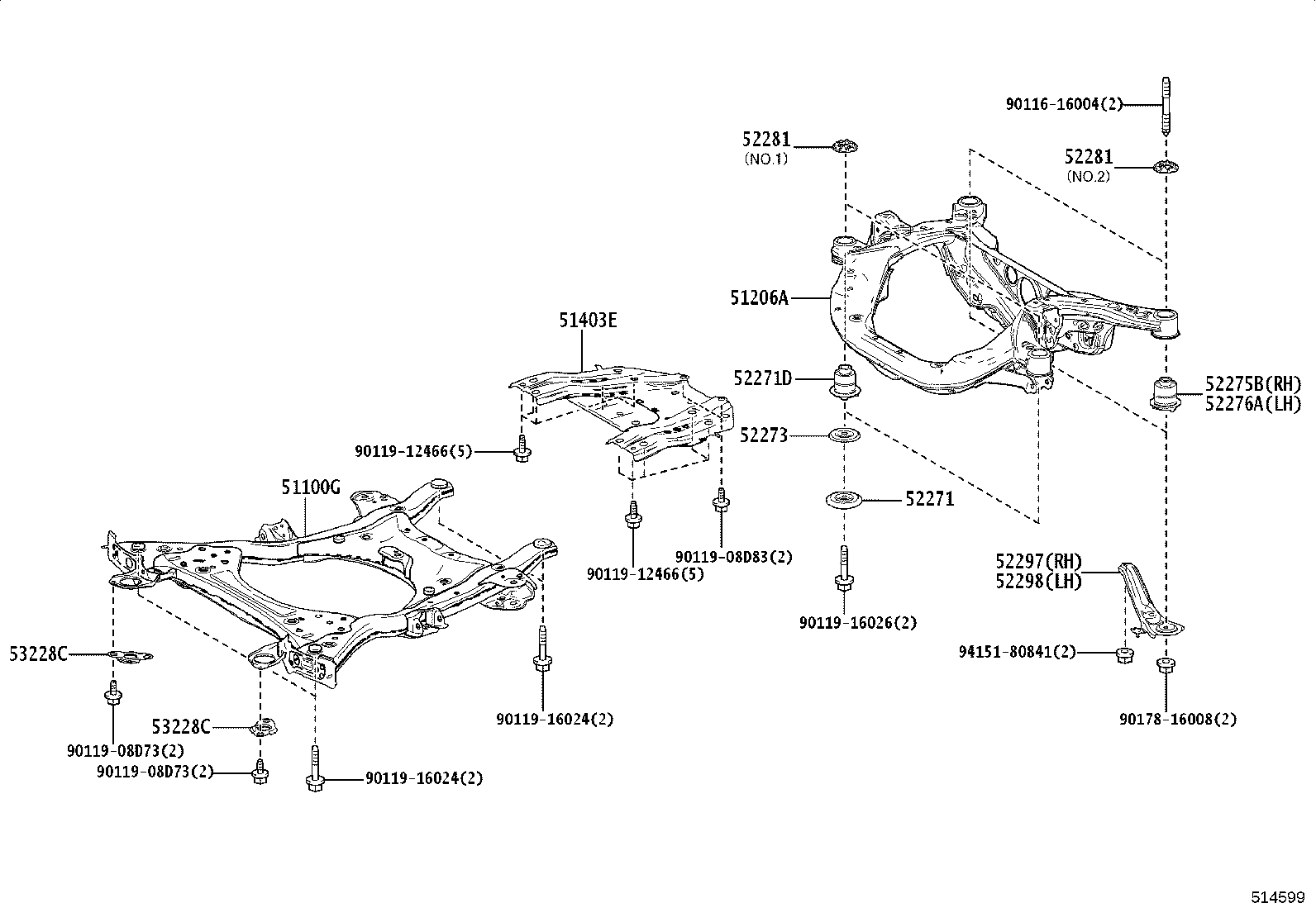 51200-42020 MEMBER SUB-ASSY, REAR SUSPENSION product image
